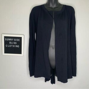 Preston & York Black Knit Open Front Long Sleeve Tie Back Cardigan Size Medium